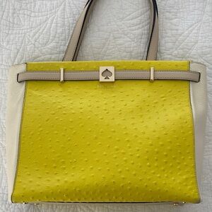Kate Spade Vibrant Yellow and Cream Leather Tote